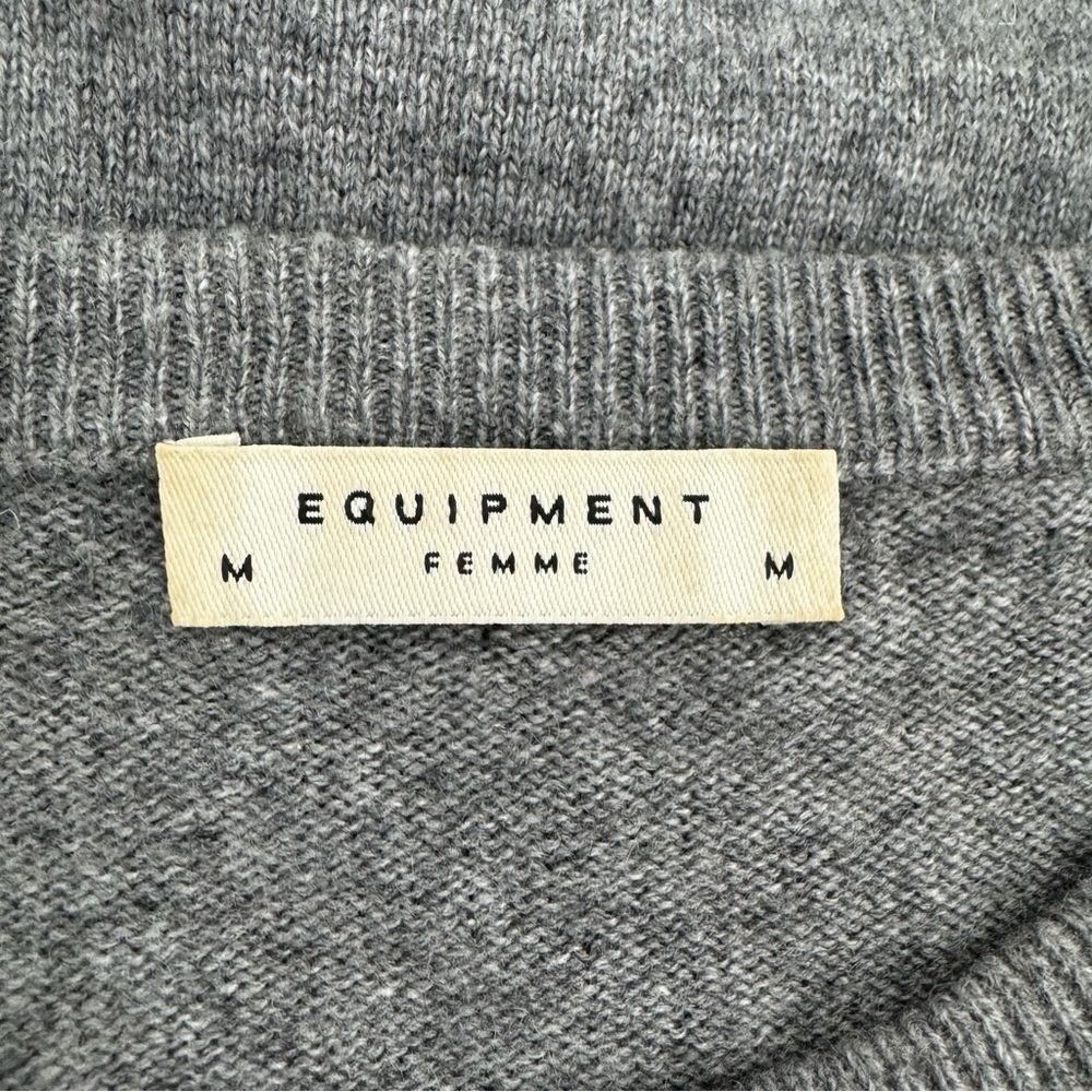 Equipment Femme Sweater Women’s M Gray Pullover Embellished Neck - Picture 7 of 13